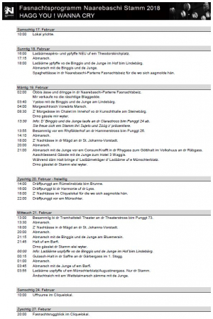 Fasnachtsprogramm 2018