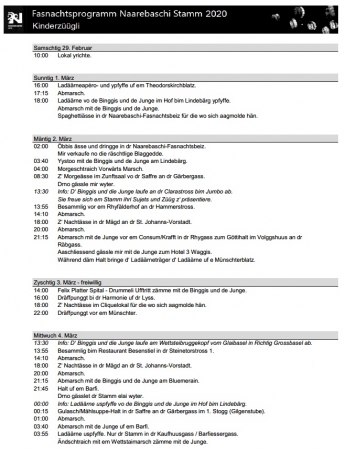 Fasnachtsprogramm 2020